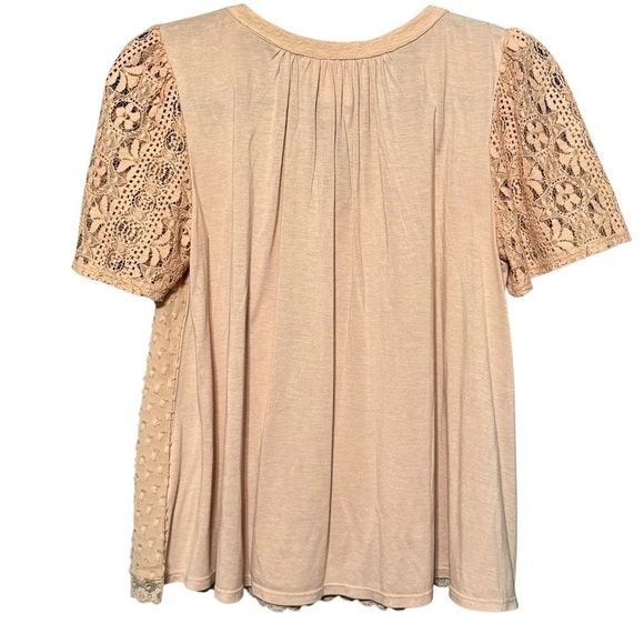 One September | Anthropologie Cora Clip Dot Textured Lace Sleeve Romantic Blouse - Picture 6 of 10